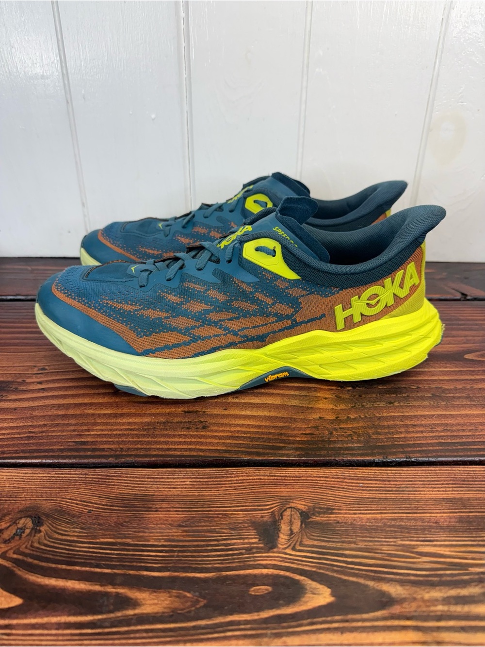 HOKA Speedgoat 5 Blue Coral Evening Primrose Trail Running Shoes Men’s 12.5